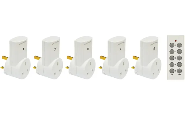 5 Pack - Remote Control Mains Plug Socket Adaptor Set