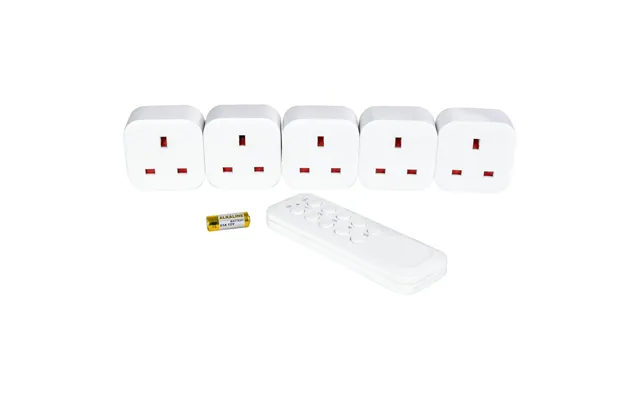 5 Wireless Remote Control Socket Set - Programmable 13a Remote Plug Adapter, 30m Range, 3120w, Self-learning Socket