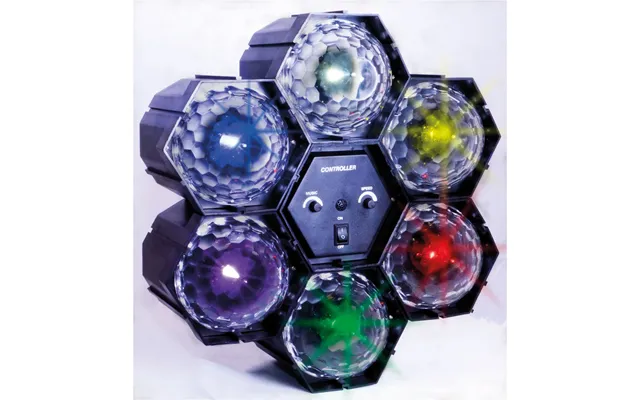 6 Way Multi-coloured Led Crystal Effect Disco Party Pod Light With Built-in Sound To Light Controller