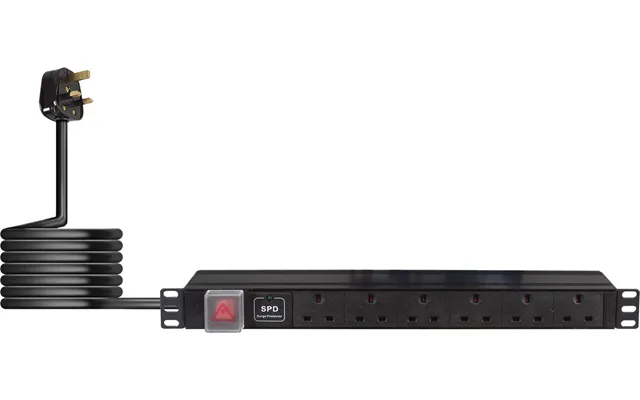 6-way Horizontal 13a Surged Protected Switched Pdu 19-inch 1u Standardised Power Distribution Unit 2m Lead