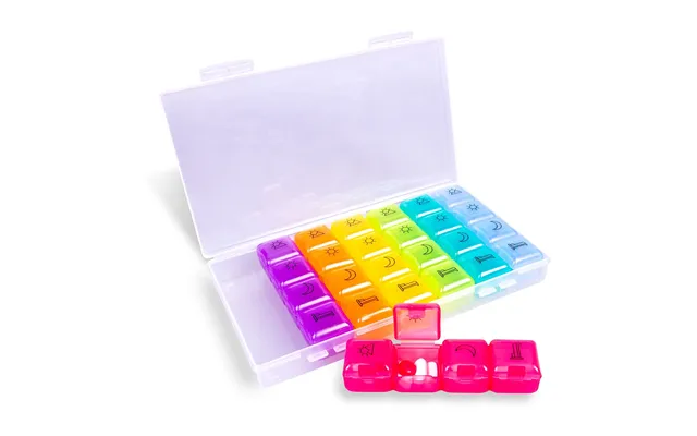 7 Day Weekly Pill Box With 4 Compartments Per Day.supplied In A Clear Clip Shut Case,
