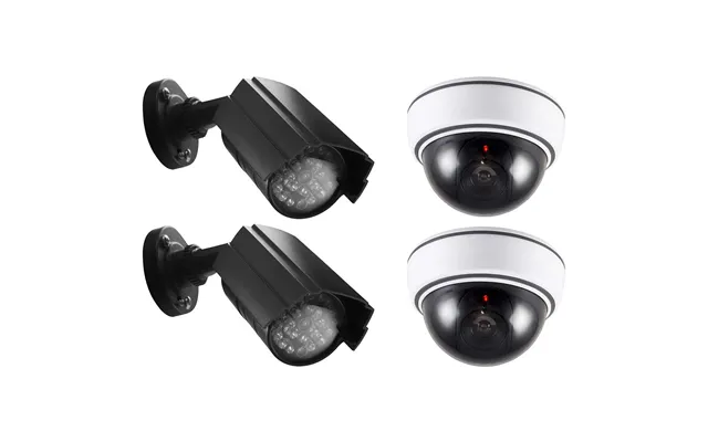 Alecto Complete Home Dummy Security Cctv Fake Camera Kit With 4 Cameras 2x Dome Type 2x Outdoor Type Ip44 White