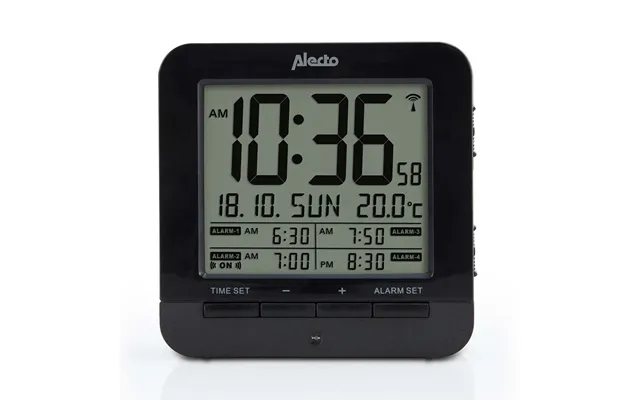 Alecto Lcd Easy Read Alarm Clock With Snooze - 4 Alarm Settings And Indoor Thermometer Black