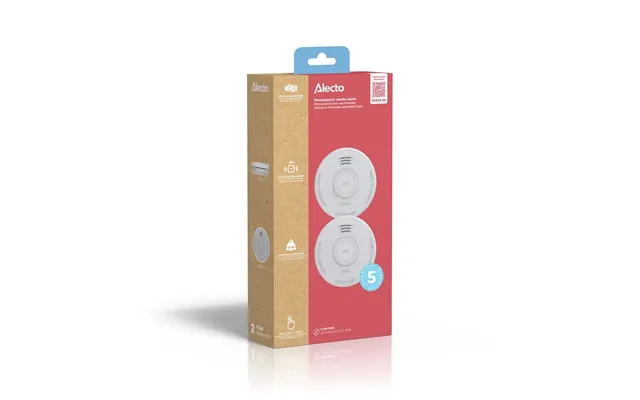 Alecto Sd530 Smoke Detector 85 Db Battery Powered En14604 2005 Ac 2008 White 2 Pack