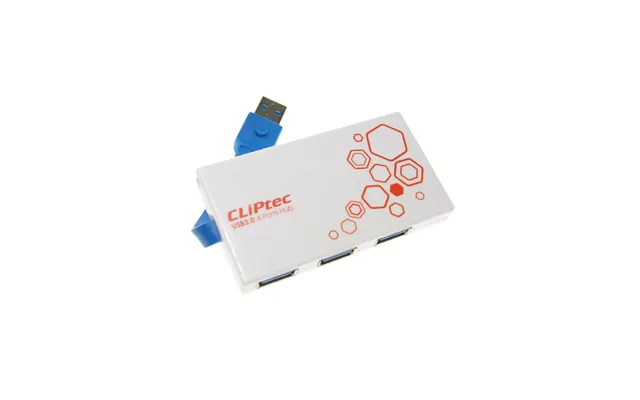 Cliptec 4 Port Usb Hub 3.0 Extension Adapter For Desktop Pc Laptop High Speed - White