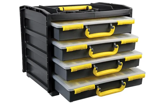 Duratool D01933 Assortment Case Set Of 4 - 13 Section Compartment Organiser Case Box Storage Screw Nail Nut Bolt