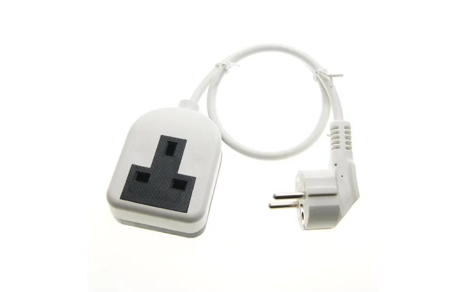 Euro Eu French 0.5m Schuko Plug To 1 Gang White 13a Uk Socket Hybrid Generator Adapter Fly Lead For Caravan Motor Home