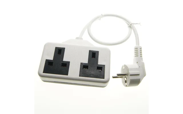 Euro Eu French 0.5m Schuko Plug To 2 Gang White 13a Uk Socket Hybrid Generator Adapter Fly Lead For Caravan Motor Home