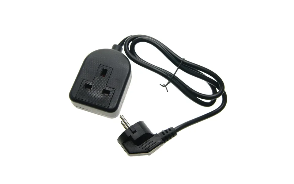 Euro Eu French 0.8m Schuko Plug To 1 Gang Black 13a Uk Socket Hybrid Generator Adapter Fly Lead For Caravan Motor Home
