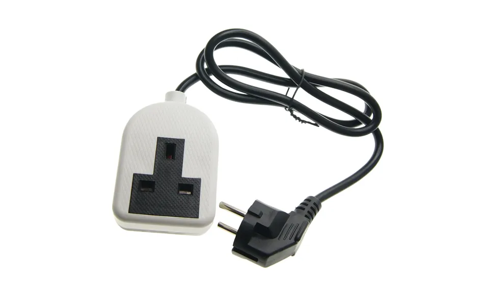 Euro Eu French 0.8m Schuko Plug To 1 Gang White 13a Uk Socket Hybrid Generator Adapter Fly Lead For Caravan Motor Home