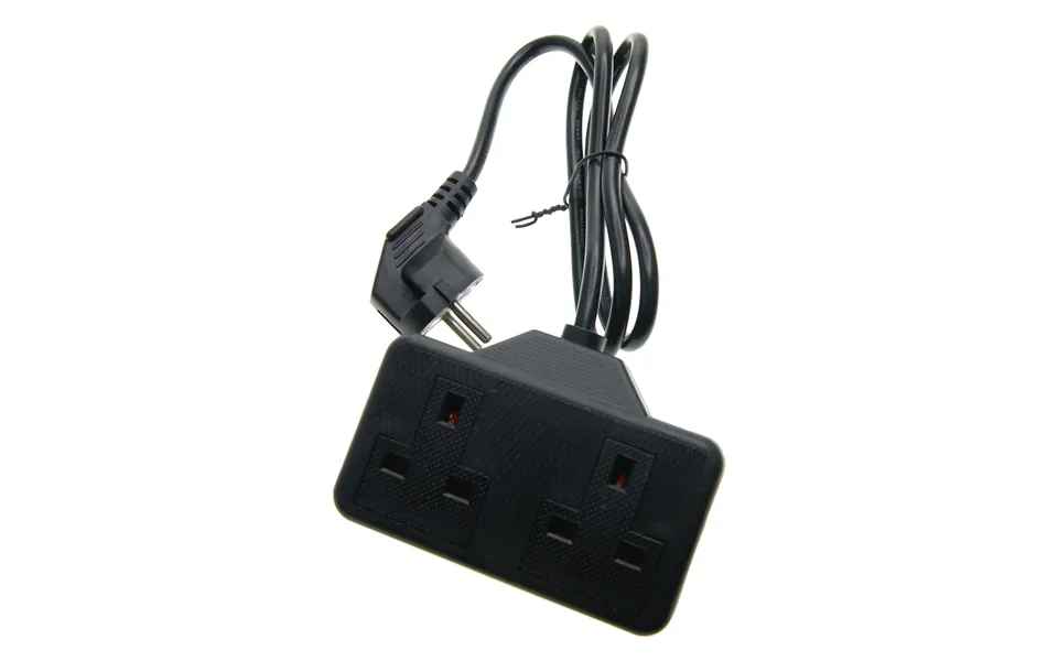 Euro Eu French 0.8m Schuko Plug To 2 Gang Black 13a Uk Socket Hybrid Generator Adapter Fly Lead For Caravan Motor Home