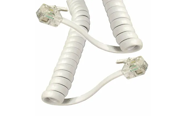 Ex-pro 5m Coiled Telephone Handset Cord Rj10 - White