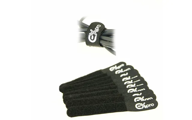 Ex-pro Reusable Velcro Hook & Loop Self-gripping Cable Ties 150mm X 20mm - 10 Pack Black Bulk Pack