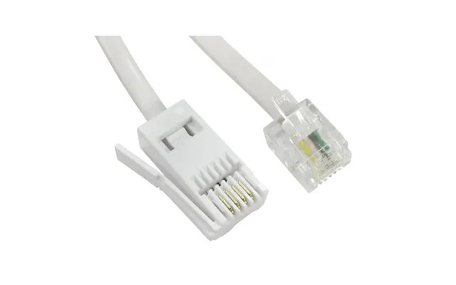 Ex-pro Rj11 To Bt Plug Telephone Line Modem Fax Cable Lead 2m White Straight 6p4c