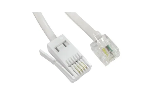 Ex-pro Rj11 To Bt Plug Telephone Line Modem Fax Cable Lead 3m White Straight 6p4c