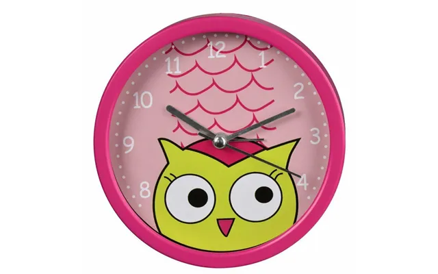 Hama Cute Owl Children's Alarm Clock, Silent Running, Large Numbers - Pink