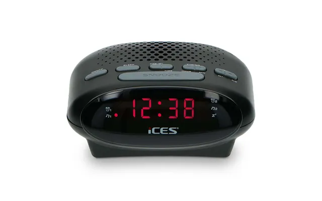 Ices Digital Desk Alarm Clock Radio Led Fm Buzzer, Dual Alarm & Snooze Function - Black