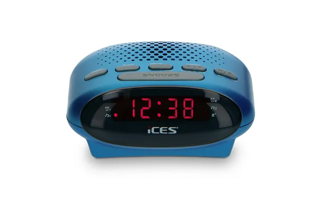 Ices Digital Desk Alarm Clock Radio Led Fm Buzzer, Dual Alarm & Snooze Function - Blue