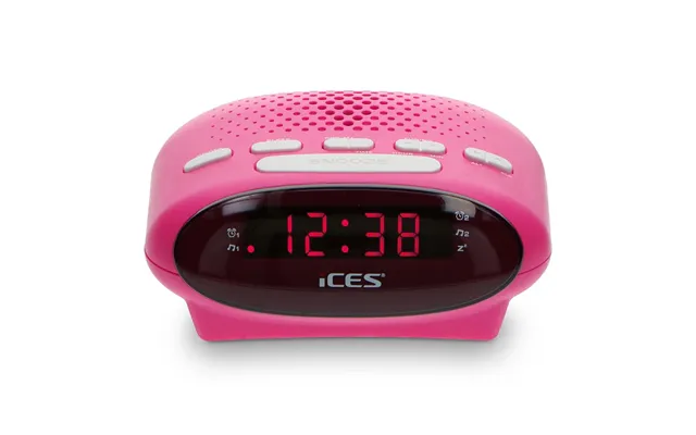 Ices Digital Desk Alarm Clock Radio Led Fm Buzzer, Dual Alarm & Snooze Function - Pink