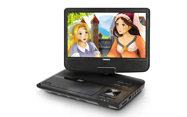 Lenco Dvp-1010bk Portable Dvd Player With 10 Swivel Screen Earphone Sd Card Usb Av-in Av-out, Direct Play In Formats Avi