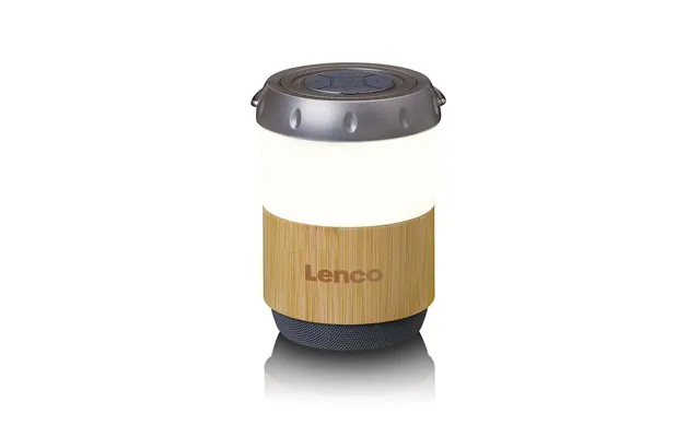 Lenco Ipx4 Patio Table Lantern With Built-in Bluetooth Speaker Bamboo