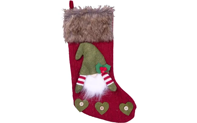 Luxury Gonk Design Christmas Fur Lined Knitted Stocking For Xmas Eve - Red