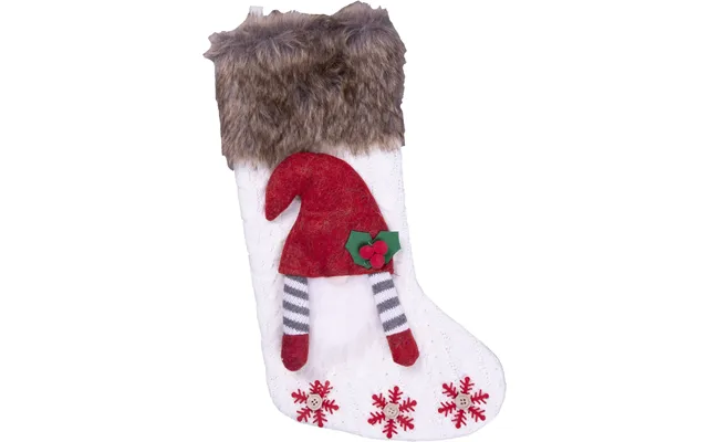 Luxury Gonk Design Christmas Fur Lined Knitted Stocking For Xmas Eve - White