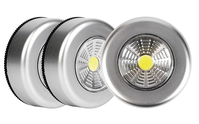 Lyyt Set Of 3 Battery Powered Cob Led Push Lights - Self Adhesive Bright