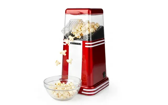 Melissa Hot Air Popcorn Maker, Retro Table Top Machine For Up To 60g Of Healthy And Low Fat Popcorn, 1200w - Red White