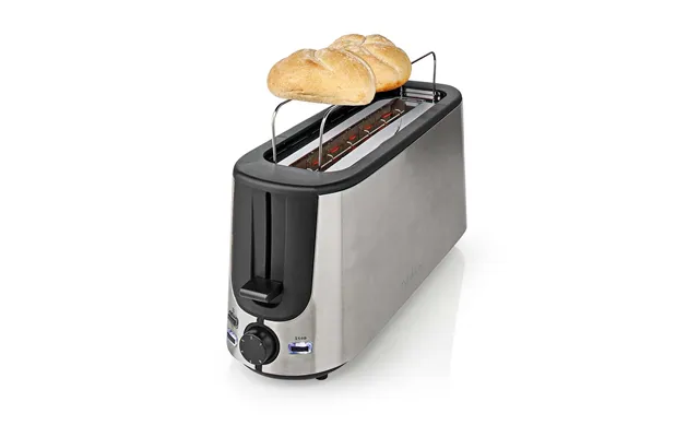 Nedis 1000w 1 Slot Stainless Steel Toaster With 6 Browning Levels, Defrost & Reheat Settings - Stainless Steel