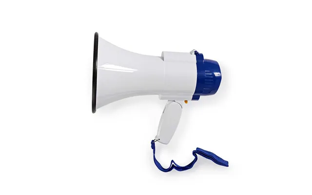 Nedis 10w Megaphone, 250m Range With Built-in Microphone, Siren, Adjustable Volume, Record Function - White & Blue