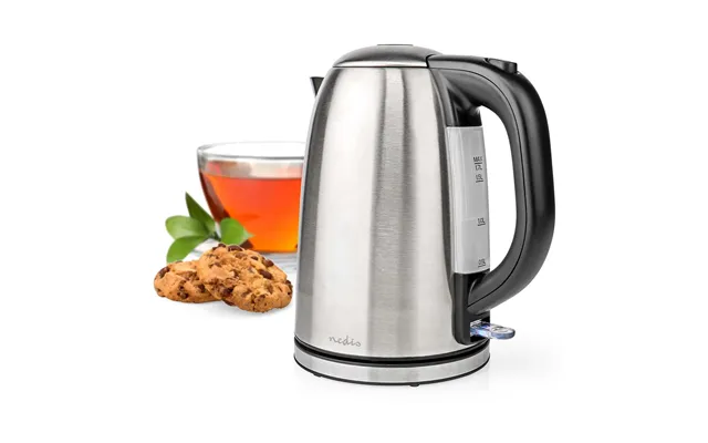 Nedis 1.7l Electric Kettle Cordless Silver 2200w Boil Dry Protection Auto Switch Off