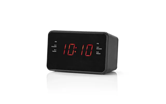 Nedis Digital Alarm Clock Radio Led 3.5mm Aux Input Am Fm Snooze Function Sleep Timer 2 Alarms Black
