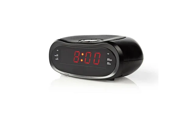 Nedis Digital Alarm Clock Radio Led Am Fm Snooze Function Sleep Timer 2 Alarms Black
