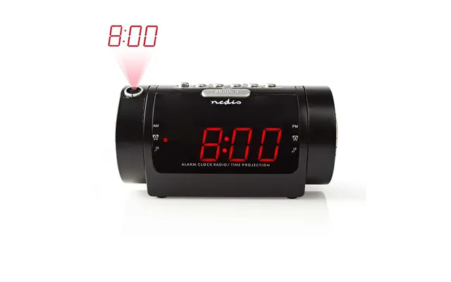 Nedis Digital Alarm Clock Radio Led Time Projection Am Fm Snooze Function Sleep Timer Number Of Alarms 2 Black