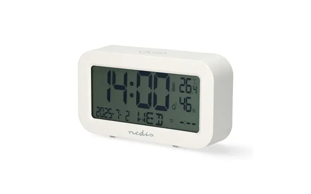 Nedis Digital Desk Alarm Clock Lcd Backlight Snooze Function Date Display Timer Function White
