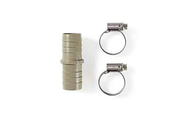 Nedis Outlet Pipe Extension Piece With 2 Hose Clips 19 Mm To 19 Mm Grey Metal