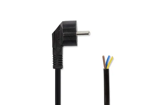Nedis Power Cable Plug With Earth Contact Male Open Angled Straight Nickel Plated 1