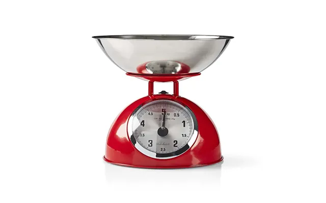 Nedis Retro Traditional Vintage Metal Mechanical Weight Baking 5kg Kitchen Scale Red product image
