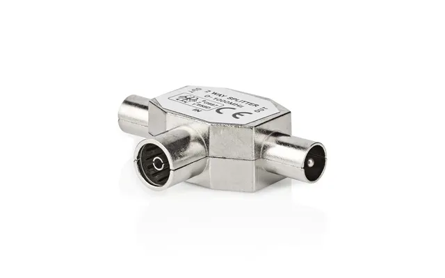 Nedis Satellite & Antenna Adapter 2x Coax Male Iec Coax Female Nickel Plated 75 Ohm T-splitter Metal Silver 1 Pcs Box