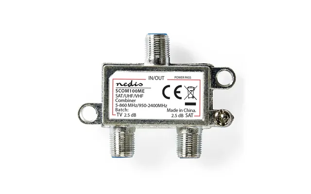 Nedis Satellite Combiner 5-862 Mhz 950-2400 Mhz 75 Ohm Power Pass Zinc Silver