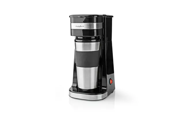 Nedis Single Serve 1 Cup Electric Filter Coffee Maker 0.42l Double Wall Travel Mug - Black