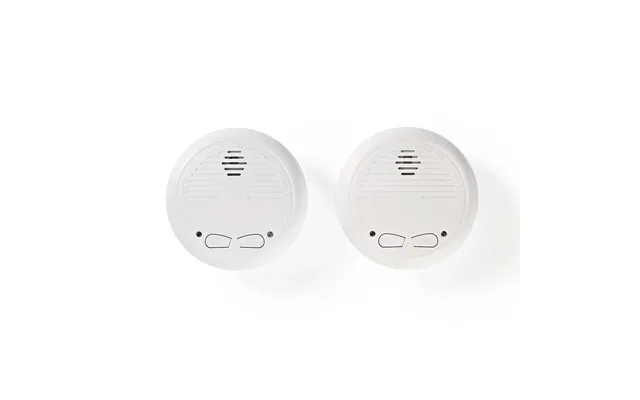 Nedis Smoke Detector 2 Pack Inter-connectable Wireless Battery Operated Photo Electric Fire Alarm En14604 433mhz Batteri