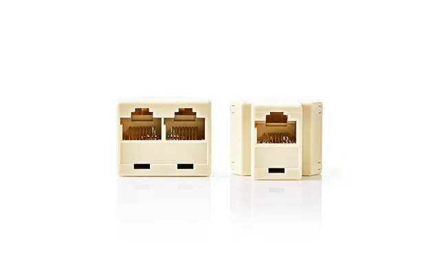 Nedis Telecom Network Splitter Rj45 Female 2x Rj45 Female Gold Plated Ivory Pvc Box