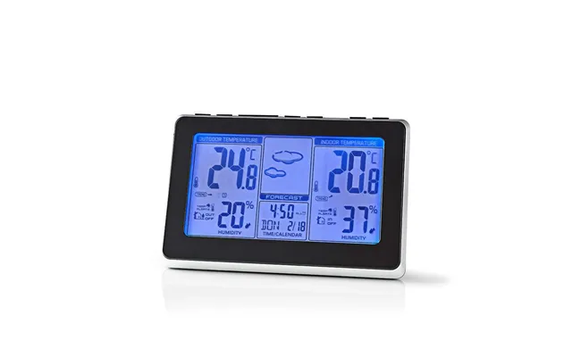 Nedis Weather Station Indoor & Outdoor Including Wireless Weather Sensor Weather Forecast Time Display Lcd Display Alarm