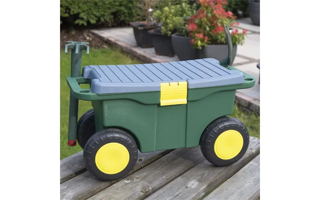Outdoor Rolling Garden Seat Wheeled Stool With Tool Tray & Store