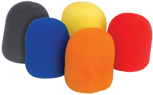Qtx Pack Of 5 Foam Dynamic Microphone Wind Shields Multi Coloured