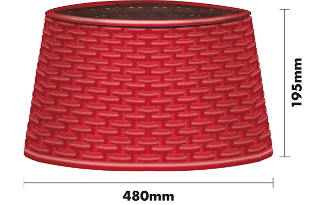 Rattan Effect Christmas Tree Skirt Easy Fold Stand Cover Base Decoration - Red