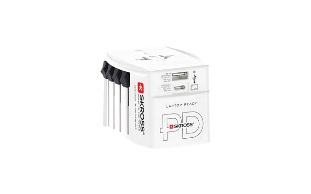 Skross Travel Adapter 2-pole World Travel Adapter With Integrated Dual Usb Charger 1x Usb C & 1 X Usb 45 Watt Power Deli