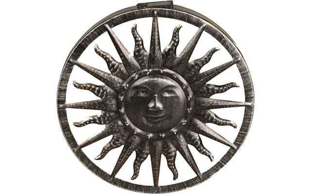 Solar Led Wall Light Smiling Sun Ornament Brushed Silver
